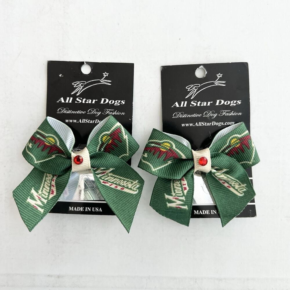 New ALL STAR DOGS Wild Minnesota NHL Pet Hair Bows (Set of 2)